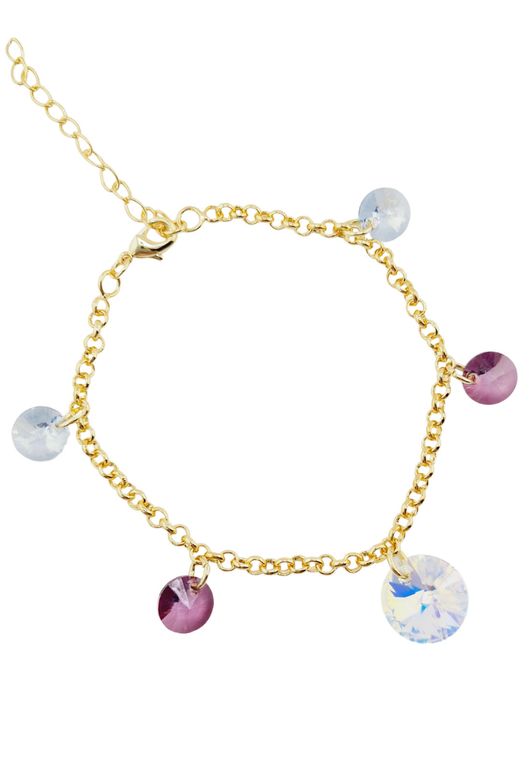 Pulsera Nepal Gold 24k creado con cristales de Swarovski Antique Pink Dorado TALLA UNICA