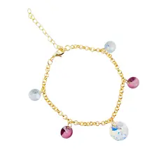 JOYAS MONTERO - Pulsera Nepal Gold Baño de Oro 24k Cristal Genuino Antique Pink