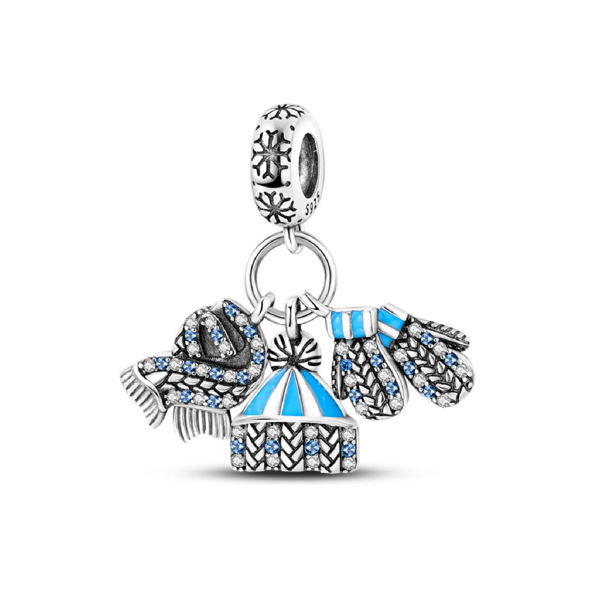 SILVER HEART - Charm Triple Invierno Frío en Plata Fina 925 SILVER HEART