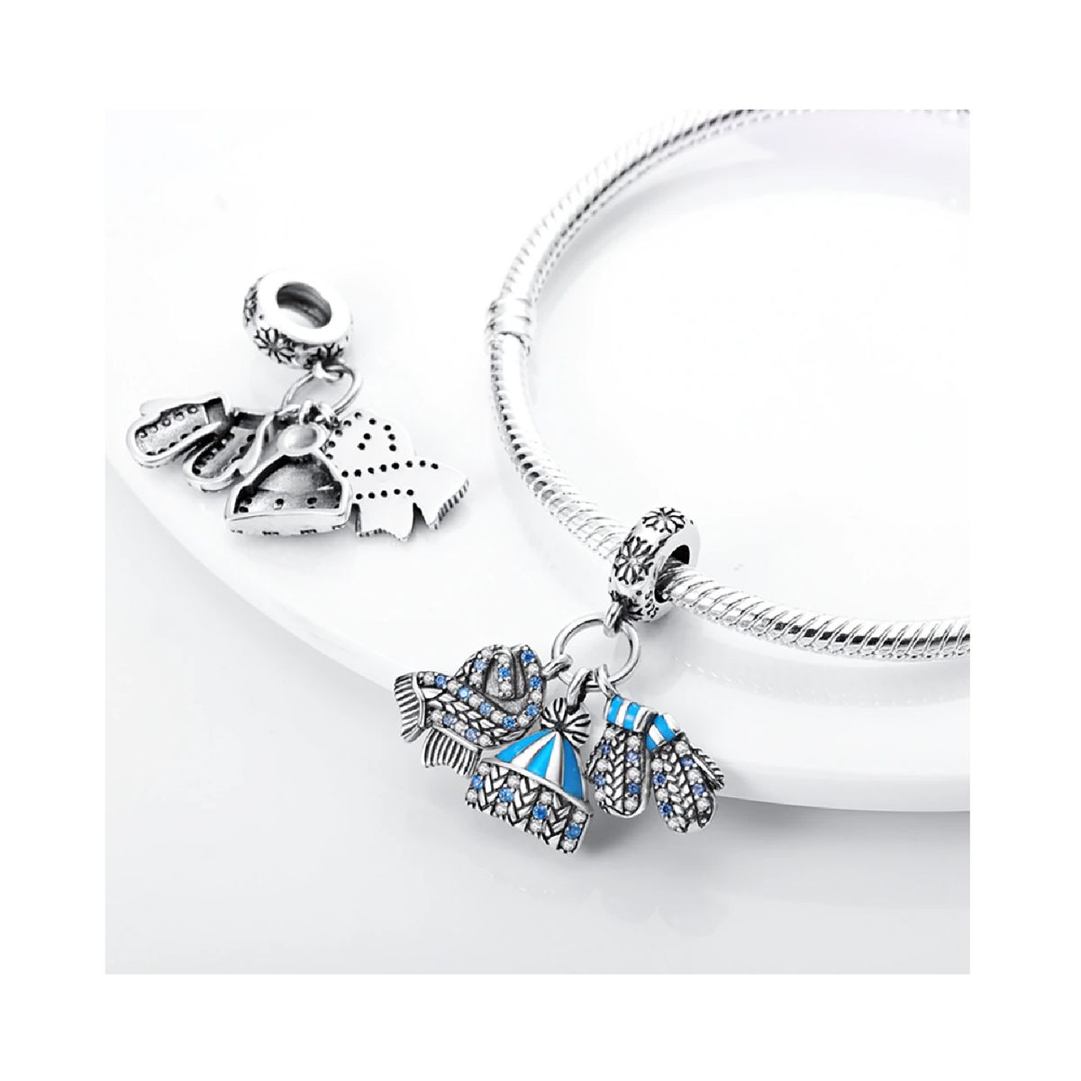 SILVER HEART - Charm Triple Invierno Frío en Plata Fina 925 SILVER HEART