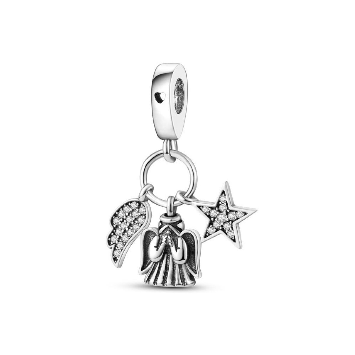 SILVER HEART - Charm Triple Ángel Espiritual en Plata Fina 925 SILVER HEART