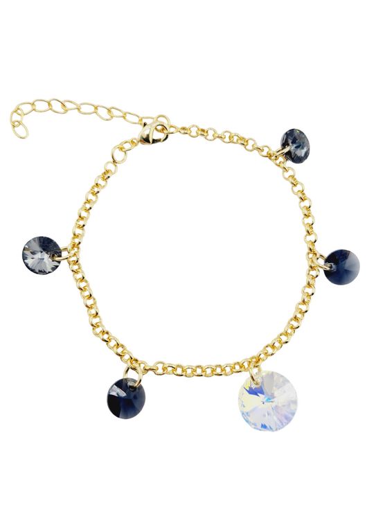 Pulsera Nepal Gold 24k creado con cristales de Swarovski Silver Night Dorado TALLA UNICA