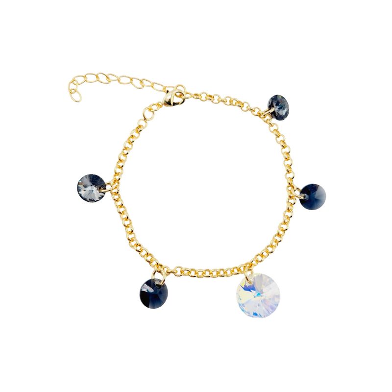 JOYAS MONTERO - Pulsera Nepal Gold Baño de Oro 24k Cristal Genuino Silver Night