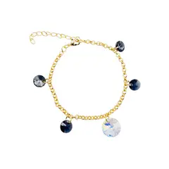 JOYAS MONTERO - Pulsera Nepal Gold Baño de Oro 24k Cristal Genuino Silver Night