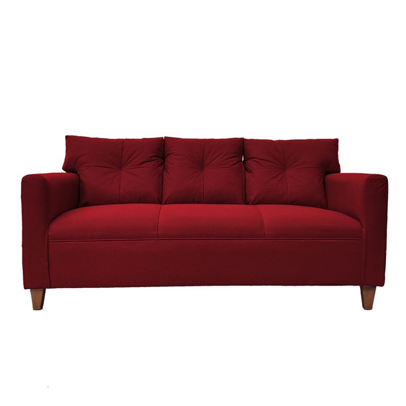 SOFAS HOME - SOFA MATEO CHENILLE ROJO PATA MADERA 3C