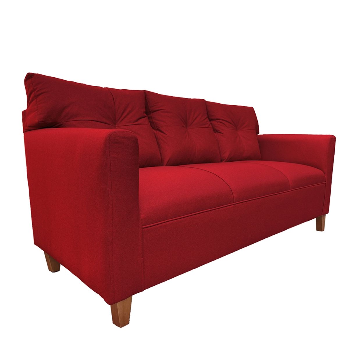 SOFAS HOME - SOFA MATEO CHENILLE ROJO PATA MADERA 3C