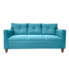 SOFAS HOME - SOFA MATEO CHENILLE TURQUESA PATA MADERA 3C