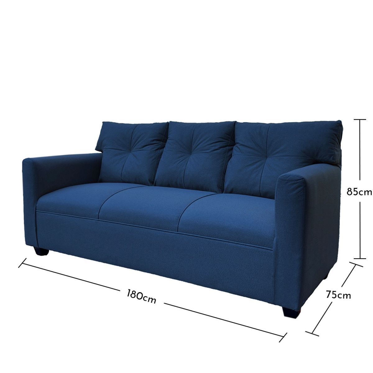 SOFAS HOME - SOFA MATEO CHENILLE AZUL PATA PLASTICA 3C