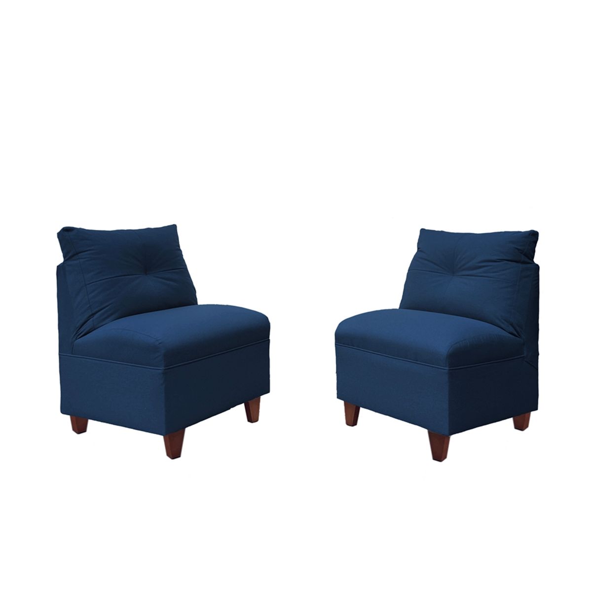 SOFAS HOME - PAR BUTACAS MATEO CHENILLE AZUL PATA MADERA 1C