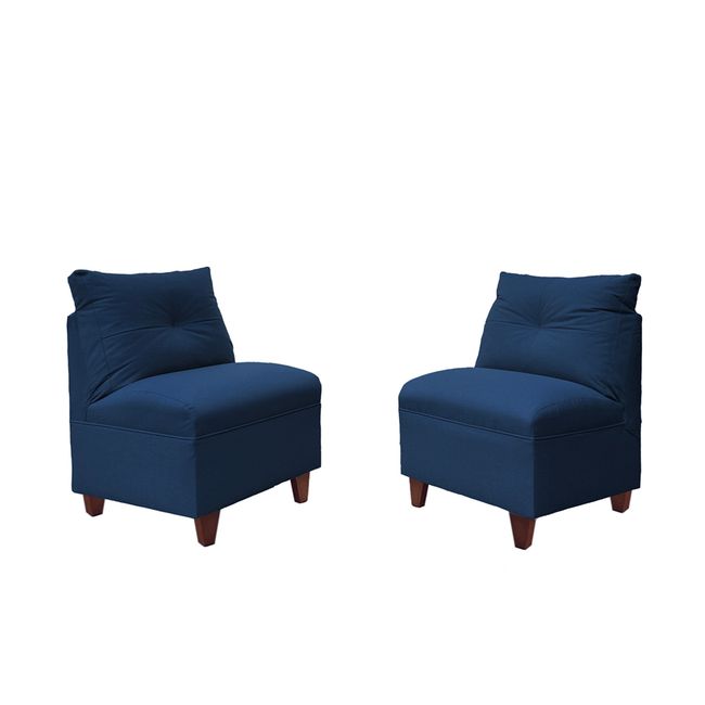 SOFAS HOME - PAR BUTACAS MATEO CHENILLE AZUL PATA MADERA 1C