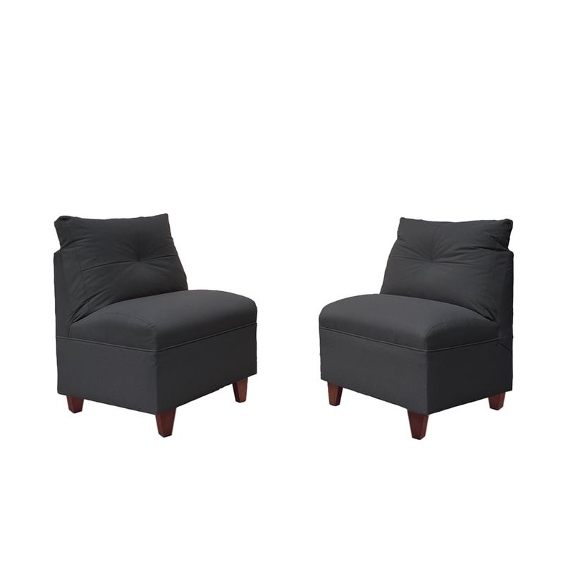 SOFAS HOME - PAR BUTACAS MATEO CHENILLE GRAFITO PATA MADERA 1C