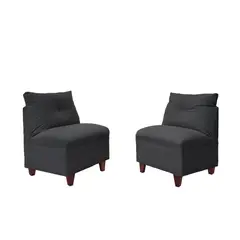 SOFAS HOME - PAR BUTACAS MATEO CHENILLE GRAFITO PATA MADERA 1C