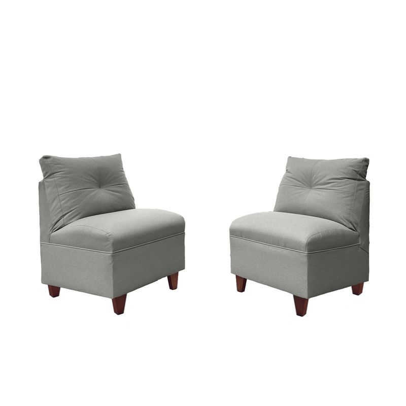 SOFAS HOME - PAR BUTACAS MATEO CHENILLE GRIS PATA MADERA 1C