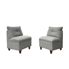 SOFAS HOME - PAR BUTACAS MATEO CHENILLE GRIS PATA MADERA 1C