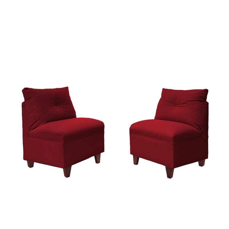 SOFAS HOME - PAR BUTACAS MATEO CHENILLE ROJO PATA MADERA 1C