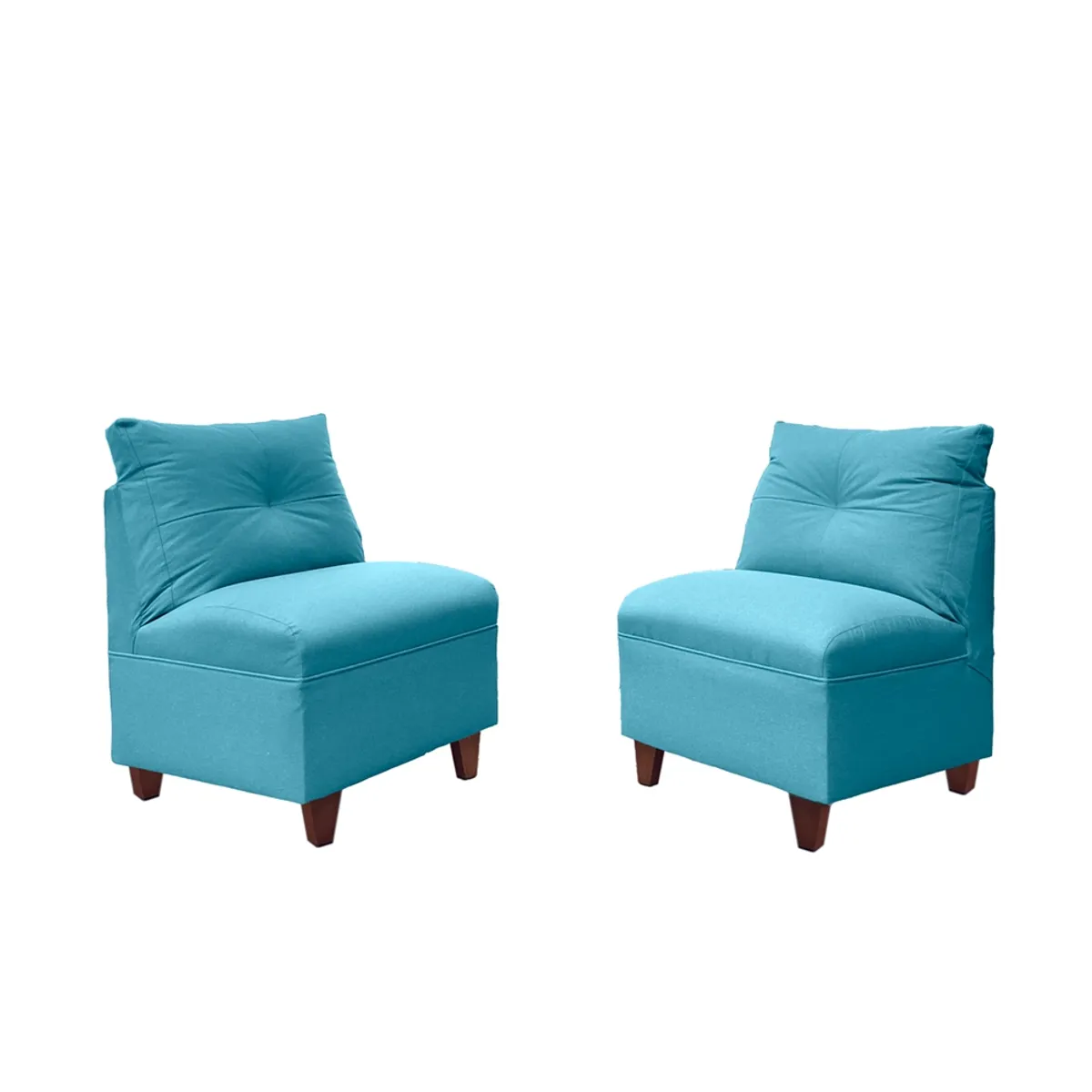 SOFAS HOME - PAR BUTACAS MATEO CHENILLE TURQUESA PATA MADERA 1C