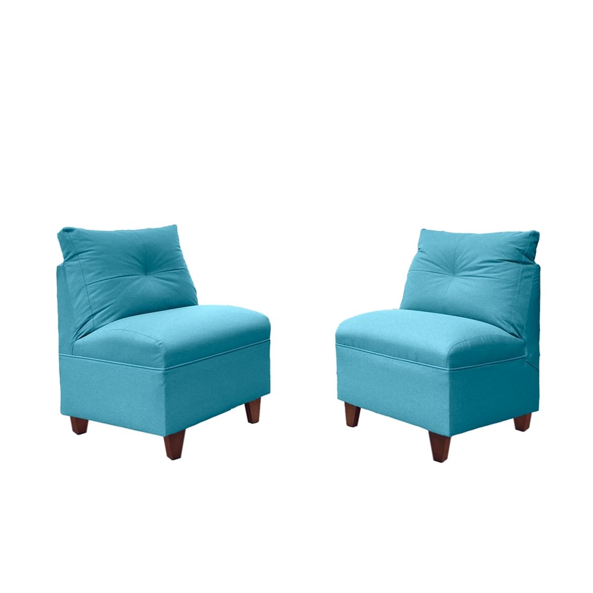 SOFAS HOME - PAR BUTACAS MATEO CHENILLE TURQUESA PATA MADERA 1C