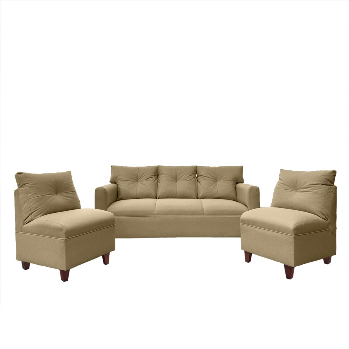 SOFAS HOME - JUEGO LIVING MATEO CHENILLE BEIGE PATA MADERA 3C1C1C