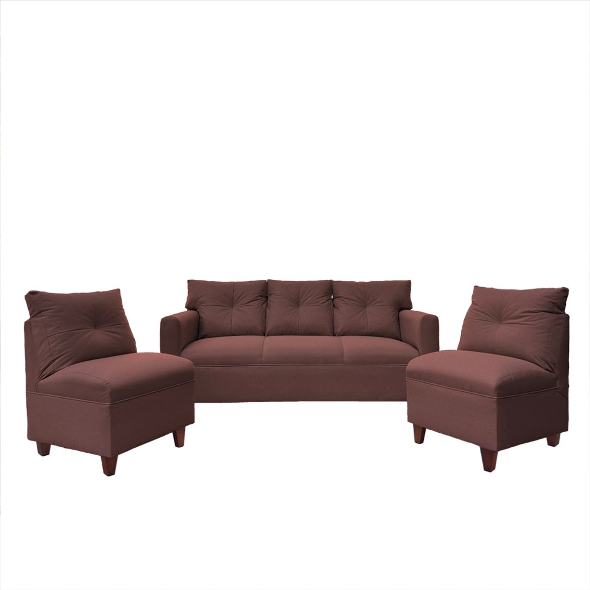 SOFAS HOME - JUEGO LIVING MATEO CHENILLE CAFE PATA MADERA 3C1C1C
