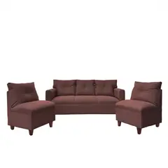 SOFAS HOME - JUEGO LIVING MATEO CHENILLE CAFE PATA MADERA 3C1C1C