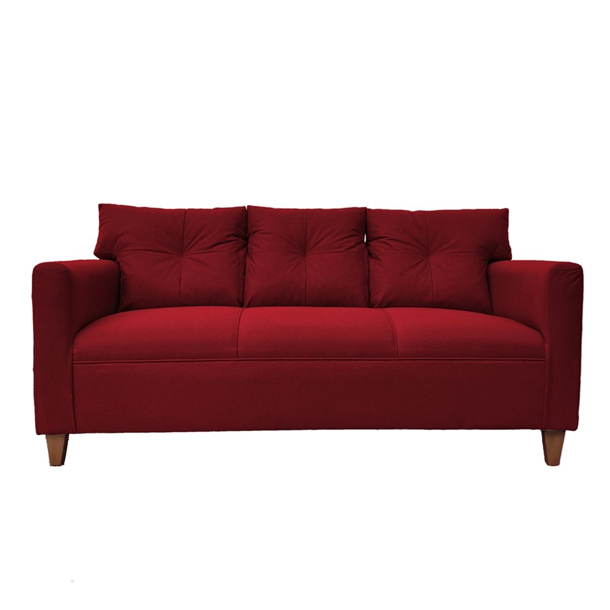 SOFAS HOME - JUEGO LIVING MATEO CHENILLE ROJO PATA MADERA 3C1C1C