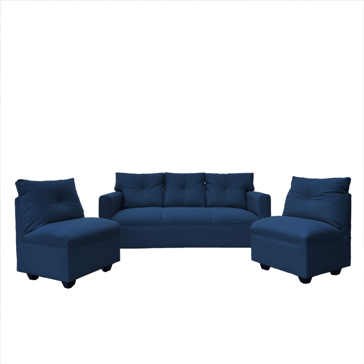 SOFAS HOME - JUEGO LIVING MATEO CHENILLE AZUL PATA PLASTICA 3C1C1C