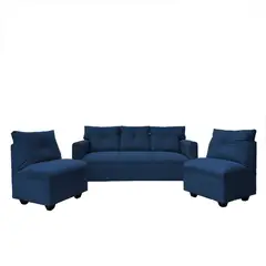 SOFAS HOME - JUEGO LIVING MATEO CHENILLE AZUL PATA PLASTICA 3C1C1C