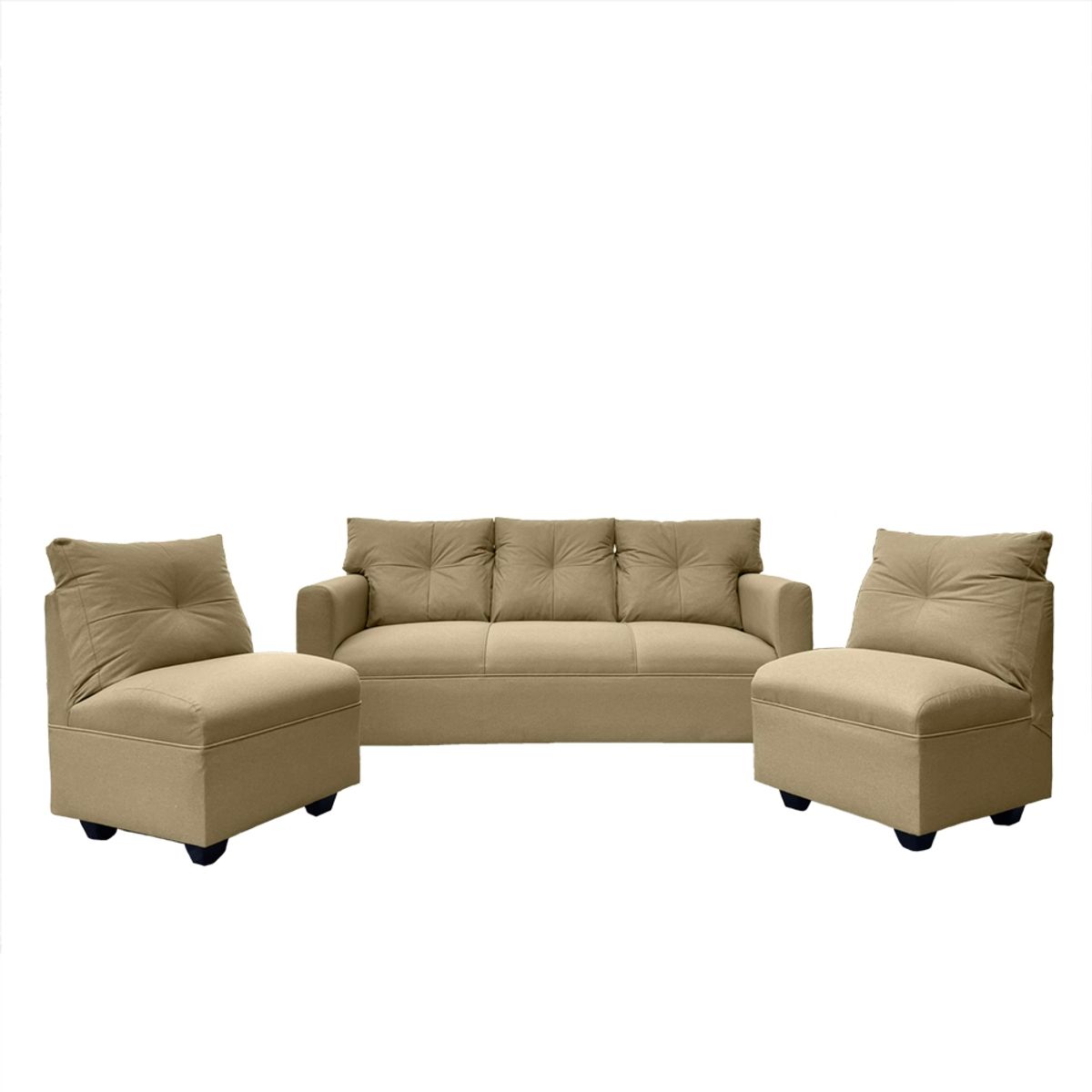 SOFAS HOME - JUEGO LIVING MATEO CHENILLE BEIGE PATA PLASTICA 3C1C1C