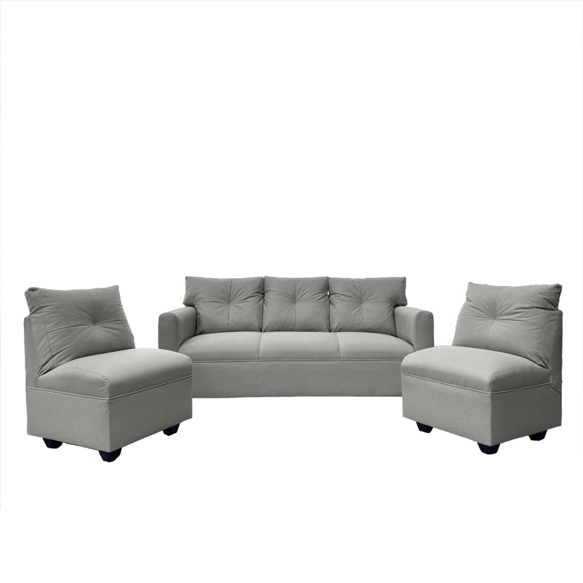 SOFAS HOME - JUEGO LIVING MATEO CHENILLE GRIS PATA PLASTICA 3C1C1C