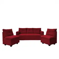 SOFAS HOME - JUEGO LIVING MATEO CHENILLE ROJO PATA PLASTICA 3C1C1C