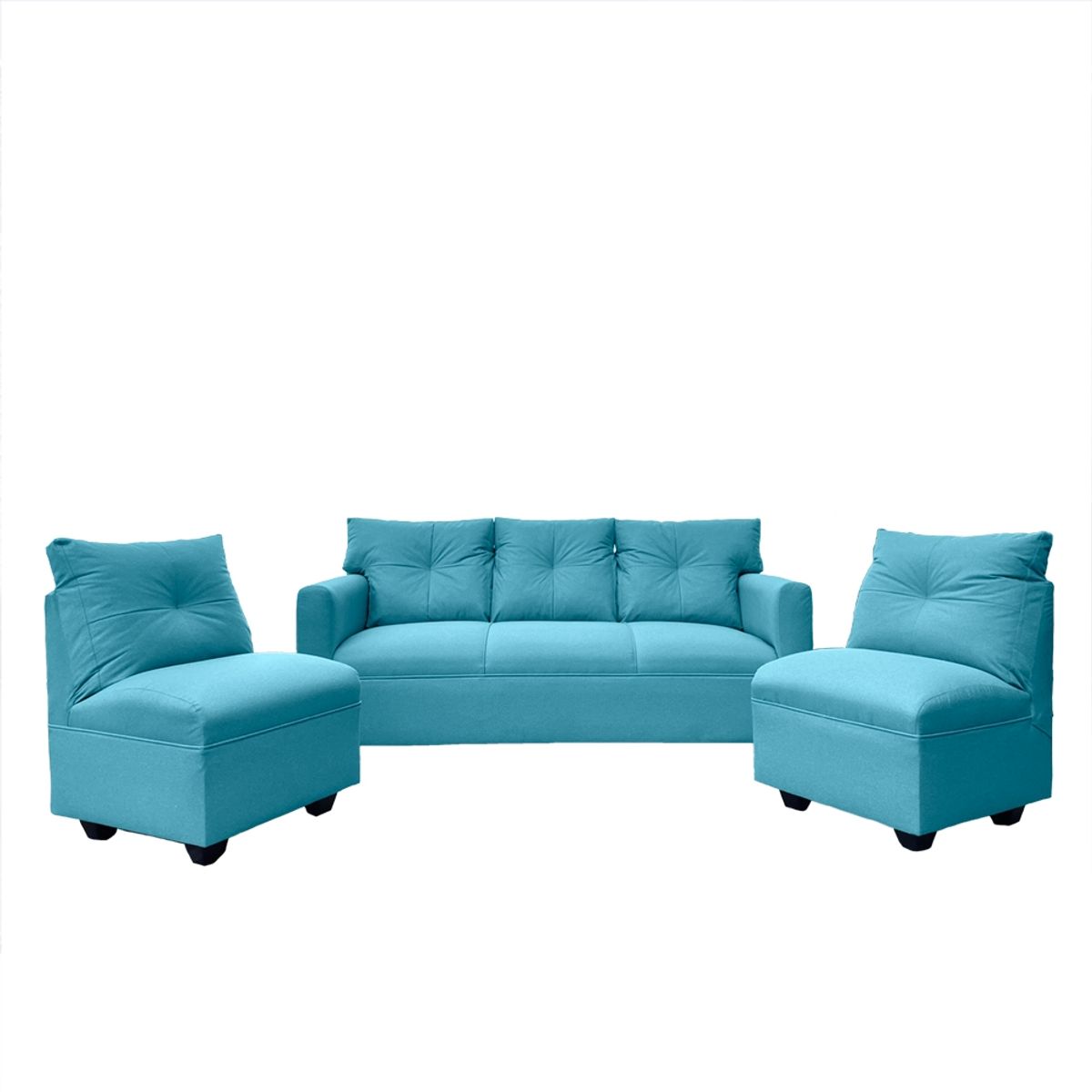 SOFAS HOME - JUEGO LIVING MATEO CHENILLE TURQUESA PATA PLASTICA 3C1C1C