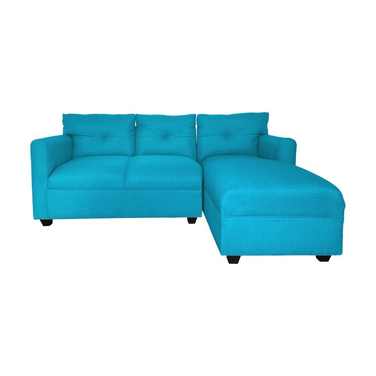 SECCIONAL MATEO CHENILLE TURQUESA PATA PLASTICA