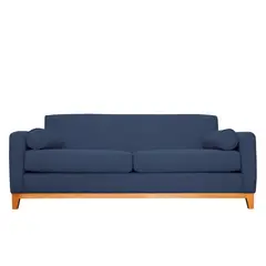 SOFAS HOME - SOFA MELI CHENILLE TIPO LINO AZUL 3 CUERPOS