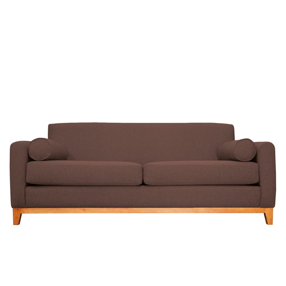 SOFAS HOME - SOFA MELI CHENILLE TIPO LINO CAFE 3 CUERPOS