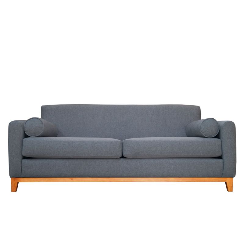 SOFAS HOME - SOFA MELI CHENILLE TIPO LINO GRIS 3 CUERPOS