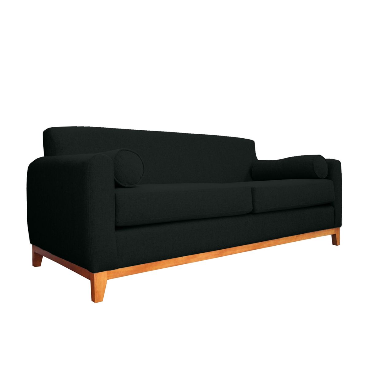 SOFAS HOME - SOFA MELI CHENILLE TIPO LINO NEGRO 3 CUERPOS