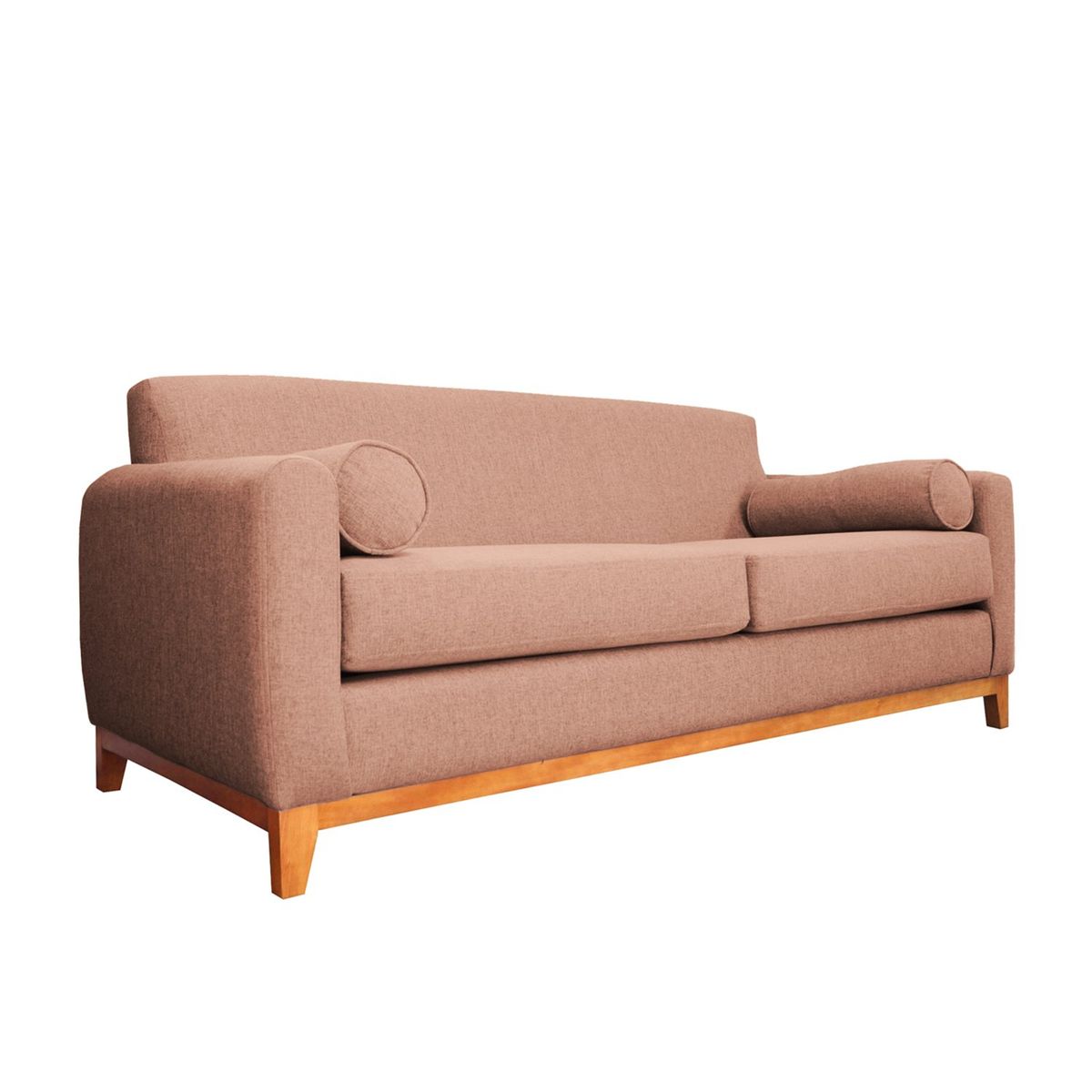 SOFAS HOME - SOFA MELI CHENILLE TIPO LINO PALO ROSA 3 CUERPOS