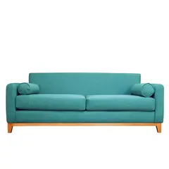 SOFAS HOME - SOFA MELI CHENILLE TIPO LINO TURQUESA 3 CUERPOS