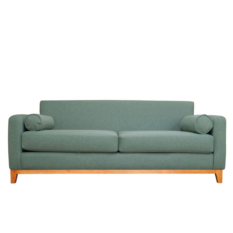 SOFAS HOME - SOFA MELI CHENILLE TIPO LINO VERDE 3 CUERPOS