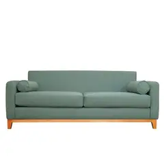 SOFAS HOME - SOFA MELI CHENILLE TIPO LINO VERDE 3 CUERPOS