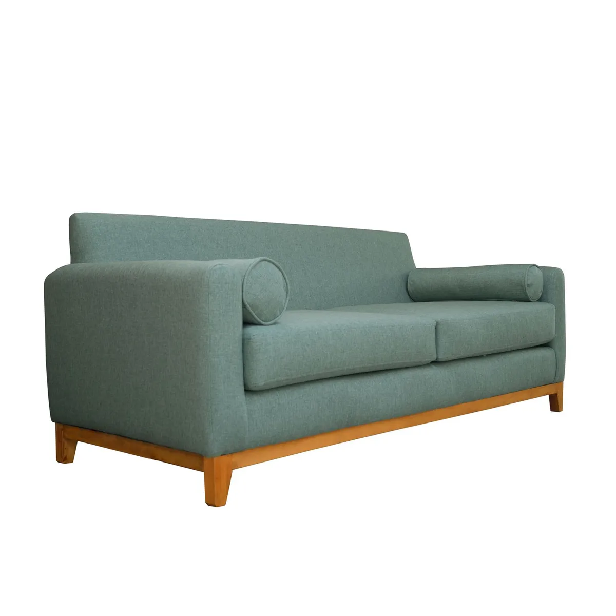SOFAS HOME - SOFA MELI CHENILLE TIPO LINO VERDE 3 CUERPOS