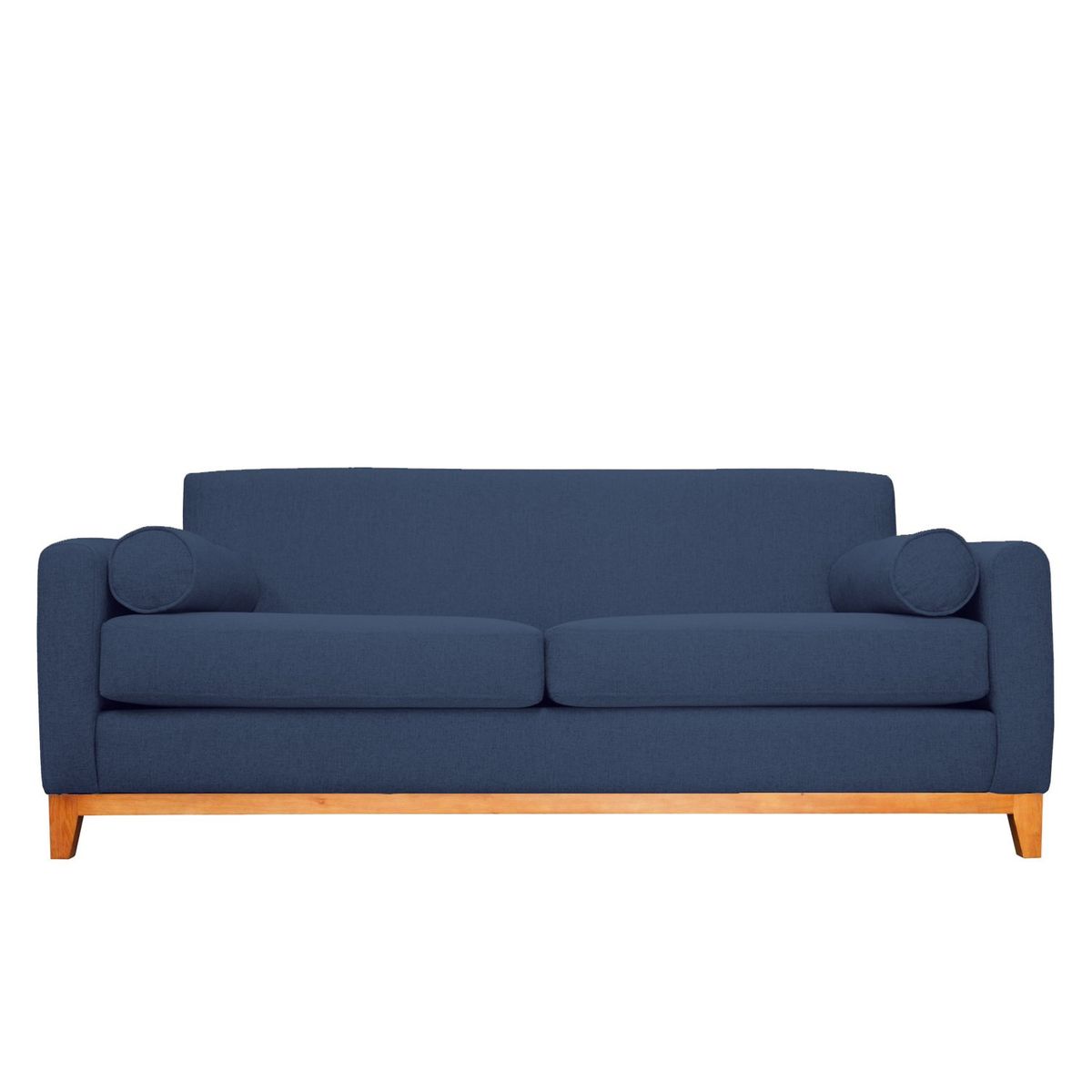 SOFAS HOME - SOFA MELI CHENILLE TIPO LINO AZUL 2 CUERPOS