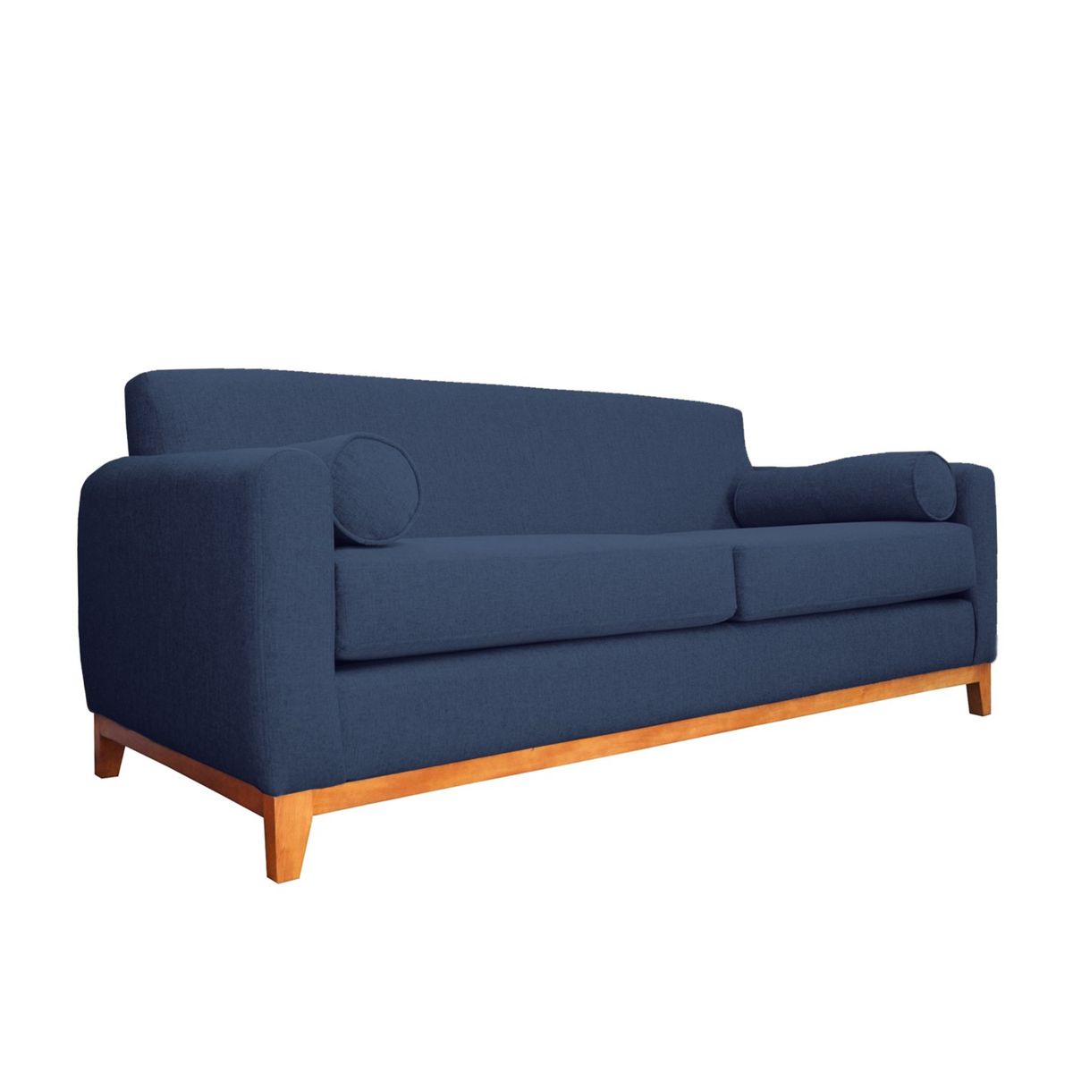 SOFAS HOME - SOFA MELI CHENILLE TIPO LINO AZUL 2 CUERPOS
