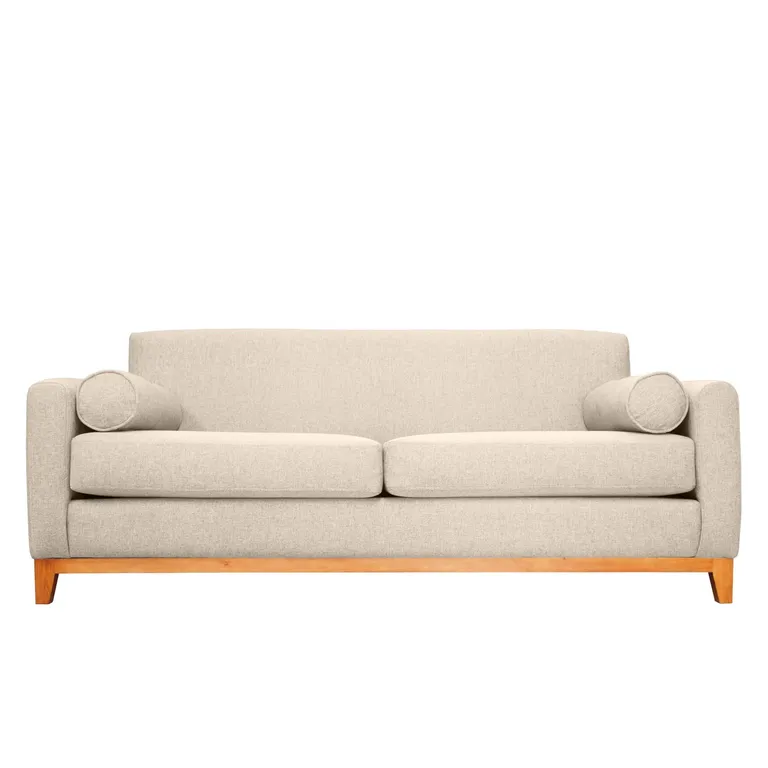 SOFA MELI CHENILLE TIPO LINO BEIGE 2 CUERPOS
