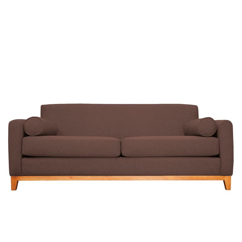 SOFAS HOME - SOFA MELI CHENILLE TIPO LINO CAFE 2 CUERPOS