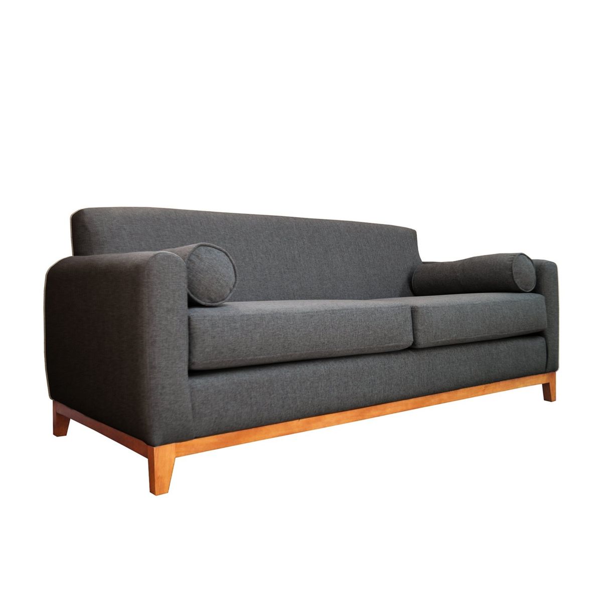SOFAS HOME - SOFA MELI CHENILLE TIPO LINO GRIS 2 CUERPOS