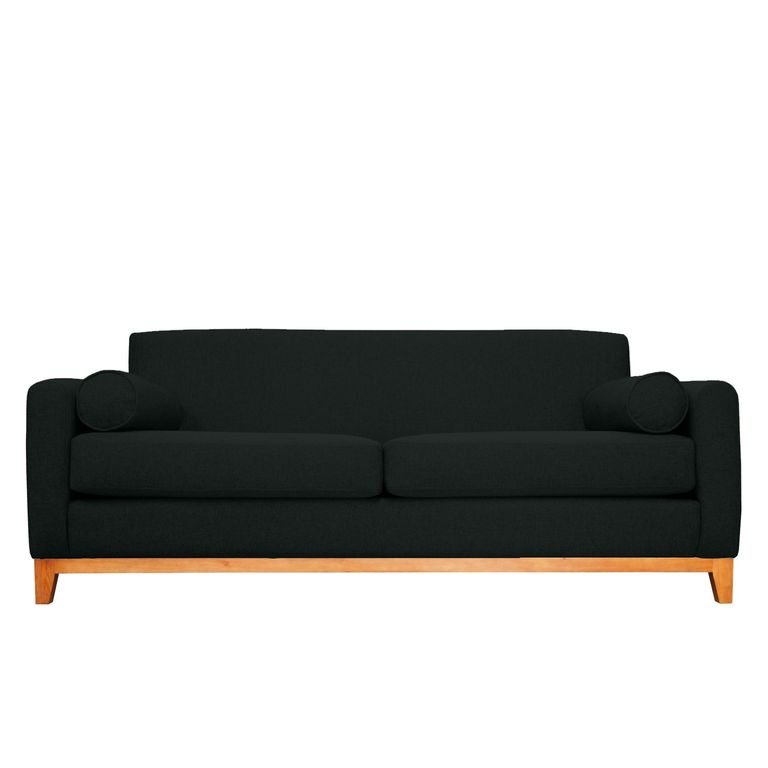 SOFA MELI CHENILLE TIPO LINO NEGRO 2 CUERPOS