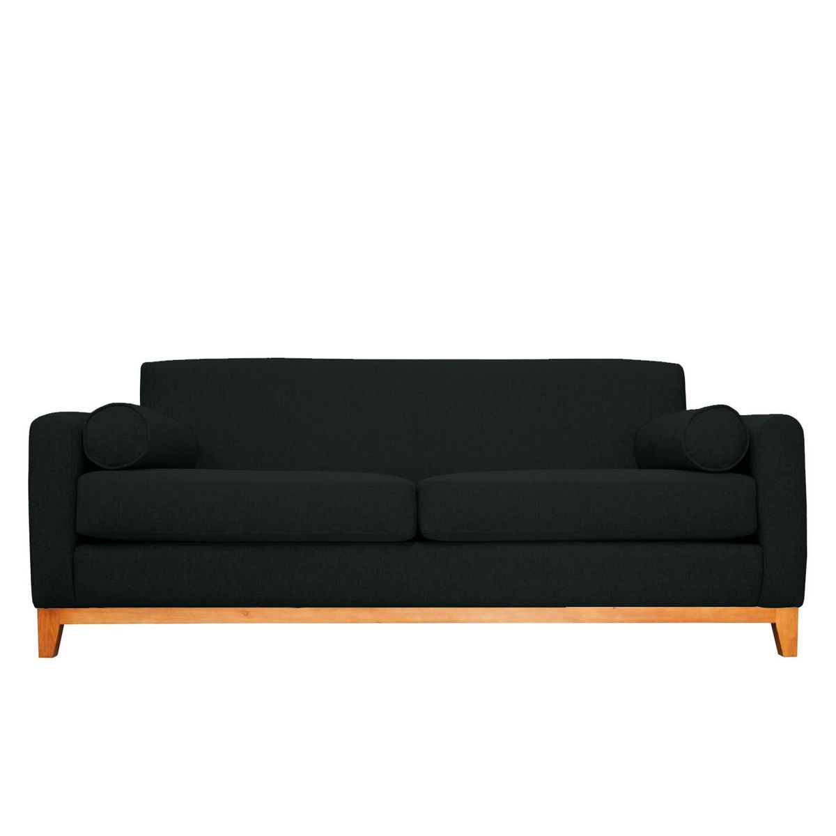 SOFAS HOME - SOFA MELI CHENILLE TIPO LINO NEGRO 2 CUERPOS