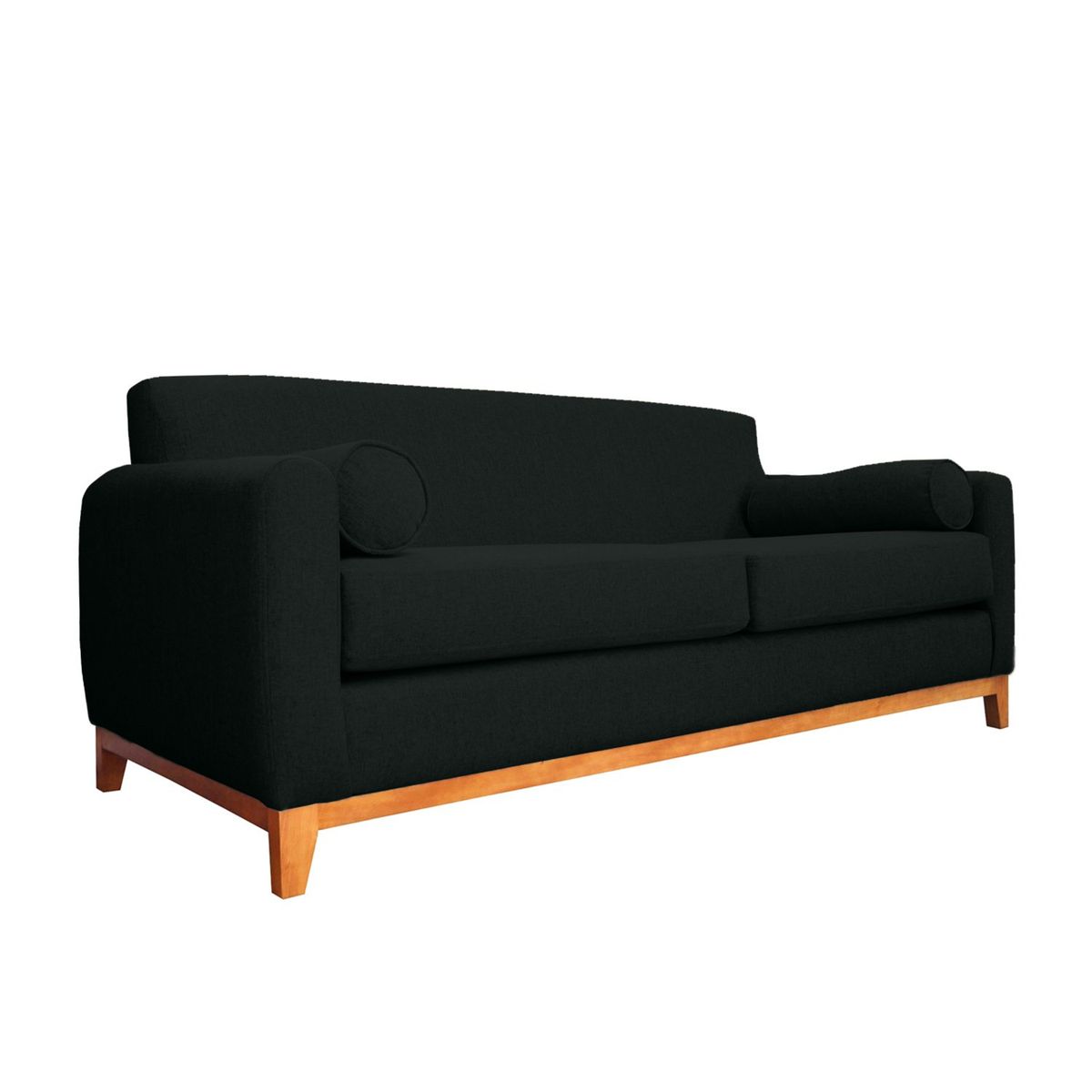 SOFAS HOME - SOFA MELI CHENILLE TIPO LINO NEGRO 2 CUERPOS