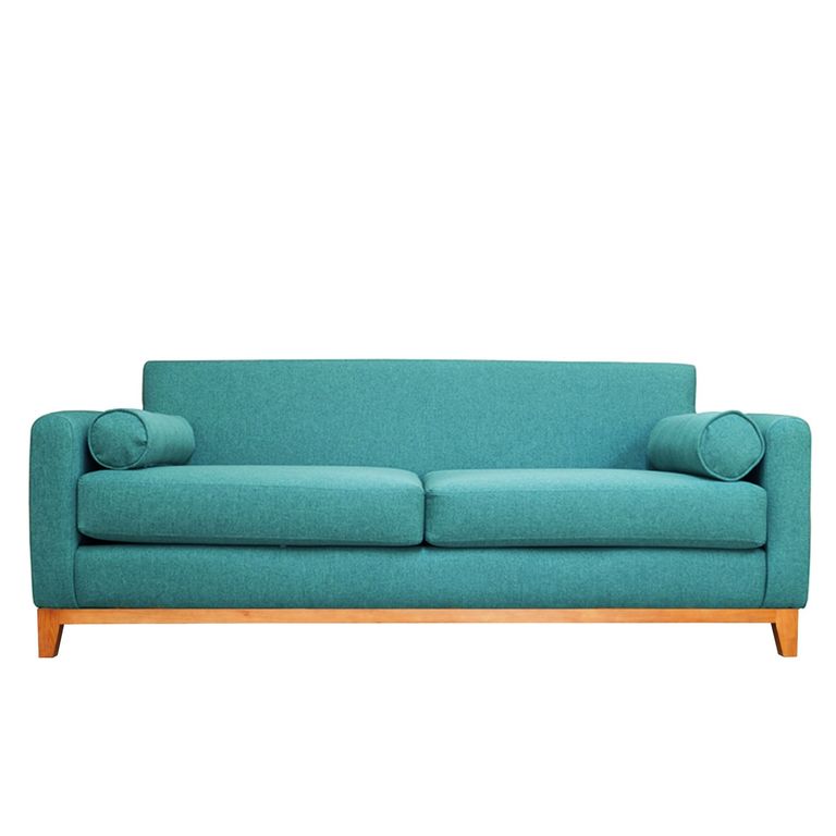 SOFA MELI CHENILLE TIPO LINO TURQUESA 2 CUERPOS